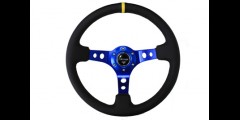 NRG 350mm Sport Steering Wheel 3" Deep Blue w/ Yellow Center